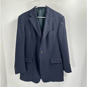 Vintage Burberry's Navy Pinstripe 3 Button 100% Wool Sport Coat Size 42R